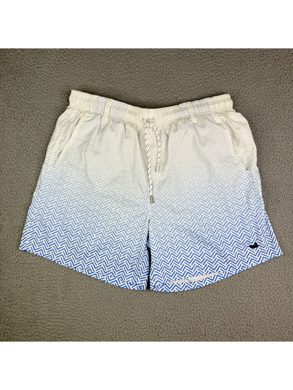 Southern Marsh Men's Swim Lined Trunks Blue and Cream Striped Size M